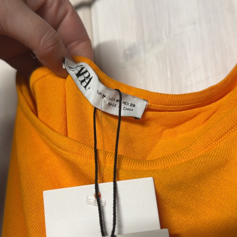 ZARA Asymmetrical Orange Cape One Shoulder Dress New Medium